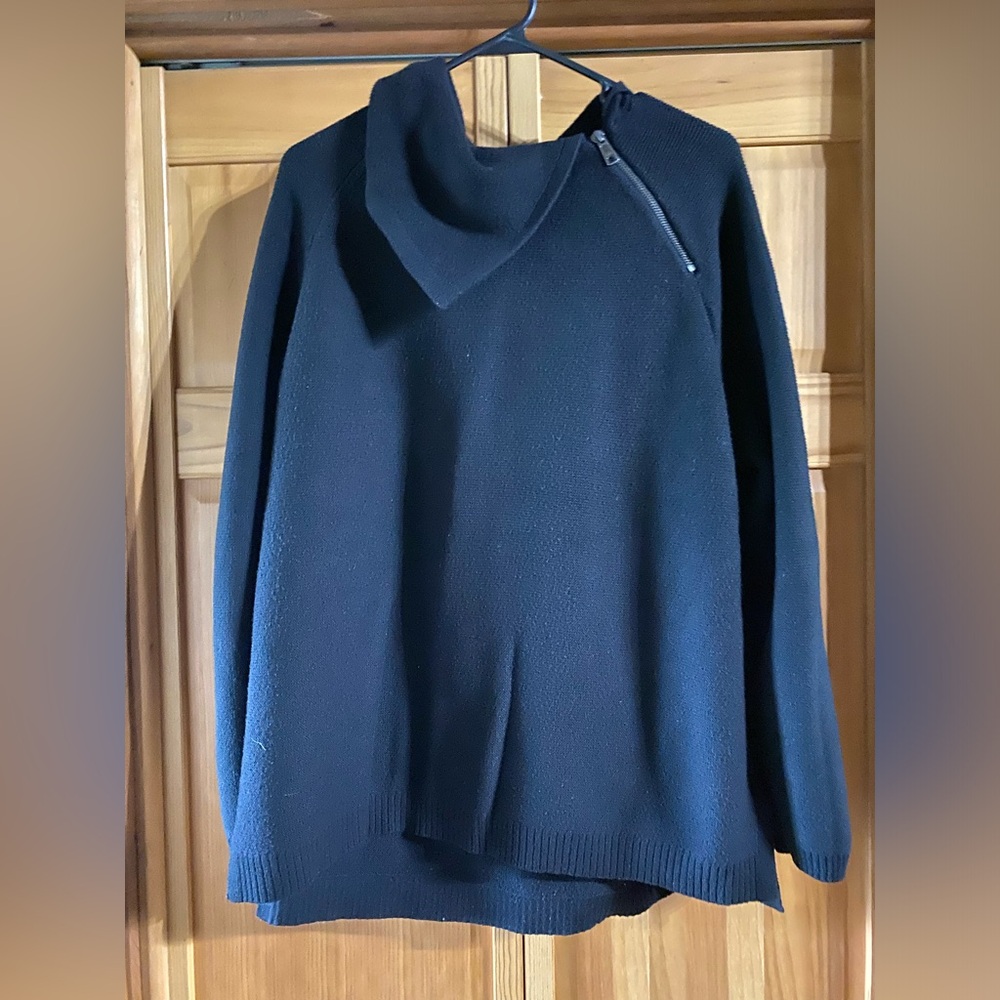 Talbots XL, black zipper cowl neck sweater